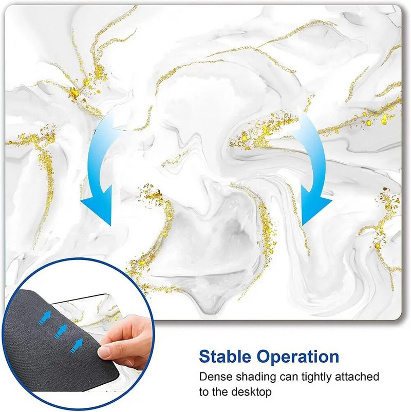 Peles paliktnis Marmors Peles paliktnis Ūdensizturīgs peles paliktnis, neslīdošs gumijas pamatnes peles paliktņi biroja klēpjdatoram 9,5x7,9 collu baltā zelta marmora