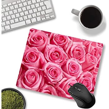 Pink Rose Flowers Mouse Pad Μοναδικής σχεδίασης Αντιολισθητική βάση από καουτσούκ για επιτραπέζιο υπολογιστή και ποντικί για φορητό υπολογιστή 9,5X7,9 ιντσών
