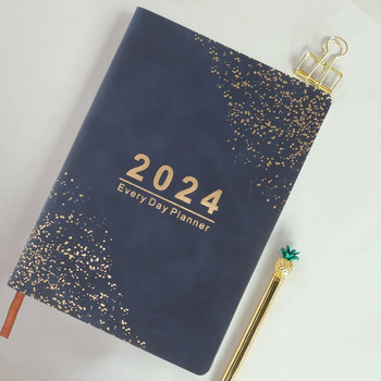 Книга за дневен ред за 2024 г. Бележник за бизнес планиране Удобен академичен плановик Седмичен Месечен Ежедневен Бележник за година без дата