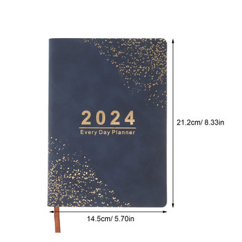 Книга за дневен ред за 2024 г. Бележник за бизнес планиране Удобен академичен плановик Седмичен Месечен Ежедневен Бележник за година без дата