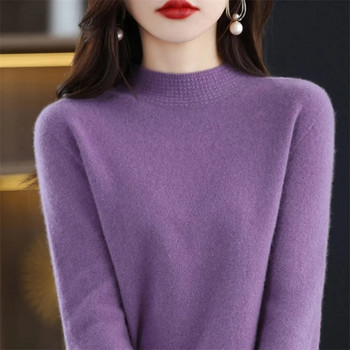 Γυναικεία πουλόβερ Πλεκτά θερμικά πουλόβερ με ζιβάγκο Γυναικεία πουλόβερ με μασίφ ραβδώσεις 2023 Φθινοπωρινά και χειμερινά πουκάμισα με μαλακό κάτω μέρος