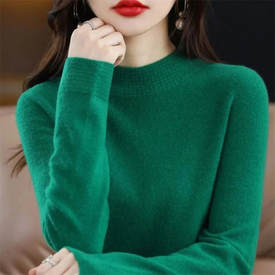 Ženski džemperi s dolčevitima Pleteni termo puloveri Jednobojni rebrasti pulover Ženske jesen i zima 2023. Mekani džemperi Donji dio košulja