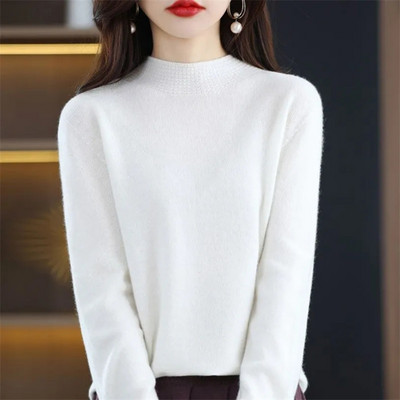 Ženski džemperi s dolčevitima Pleteni termo puloveri Jednobojni rebrasti pulover Ženske jesen i zima 2023. Mekani džemperi Donji dio košulja