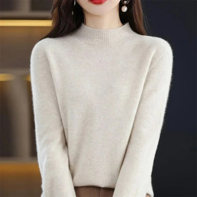 Ženski džemperi s dolčevitima Pleteni termo puloveri Jednobojni rebrasti pulover Ženske jesen i zima 2023. Mekani džemperi Donji dio košulja