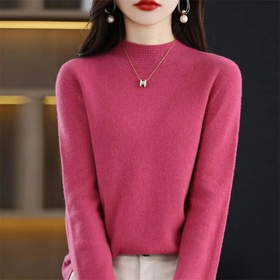 Ženski džemperi s dolčevitima Pleteni termo puloveri Jednobojni rebrasti pulover Ženske jesen i zima 2023. Mekani džemperi Donji dio košulja