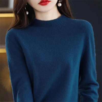 Ženski džemperi s dolčevitima Pleteni termo puloveri Jednobojni rebrasti pulover Ženske jesen i zima 2023. Mekani džemperi Donji dio košulja