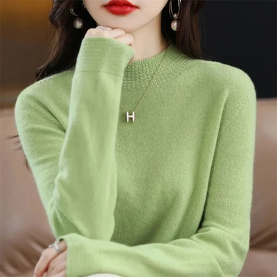 Ženski džemperi s dolčevitima Pleteni termo puloveri Jednobojni rebrasti pulover Ženske jesen i zima 2023. Mekani džemperi Donji dio košulja