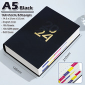 2024 Planner Notebook English Agenda Δερμάτινο εξώφυλλο Μηνιαίο/Εβδομαδιαίο/Γαλακτοκομικό Planer Journal for Students Σχολικά προμήθειες Χαρτικά