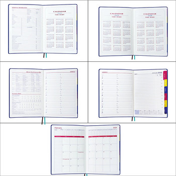 2024 Planner Notebook English Agenda Δερμάτινο εξώφυλλο Μηνιαίο/Εβδομαδιαίο/Γαλακτοκομικό Planer Journal for Students Σχολικά προμήθειες Χαρτικά