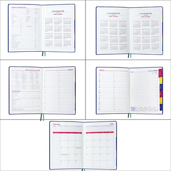 2024 Planner Notebook English Agenda Кожени корици Месечни/седмични/млечни продукти Planer Journal for Students Ученически пособия Канцеларски материали