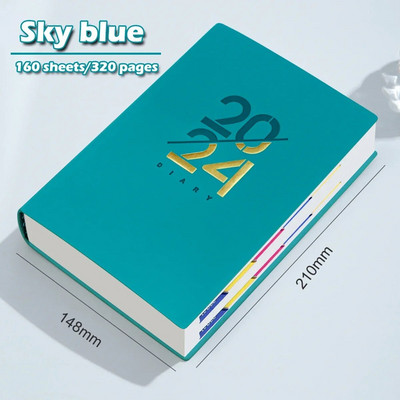 2024 Planner Notebook English Agenda Δερμάτινο εξώφυλλο Μηνιαίο/Εβδομαδιαίο/Γαλακτοκομικό Planer Journal for Students Σχολικά προμήθειες Χαρτικά