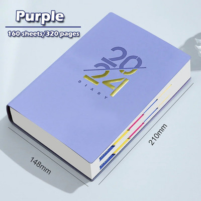 2024 Planner Notebook English Agenda Δερμάτινο εξώφυλλο Μηνιαίο/Εβδομαδιαίο/Γαλακτοκομικό Planer Journal for Students Σχολικά προμήθειες Χαρτικά