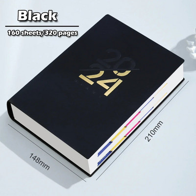 2024 Planner Notebook English Agenda Δερμάτινο εξώφυλλο Μηνιαίο/Εβδομαδιαίο/Γαλακτοκομικό Planer Journal for Students Σχολικά προμήθειες Χαρτικά