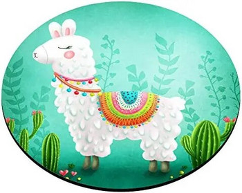 Кръгла подложка за мишка Cute Llama Кръгла подложка за мишка Cute Mat Cactus Размер 7,9 x 7,9 x 0,12 инча