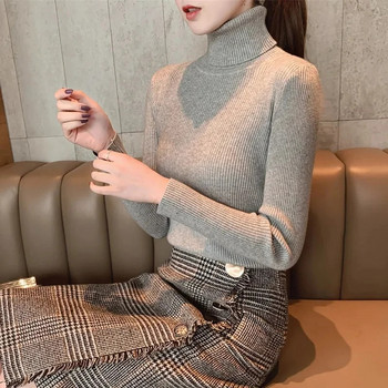 2023 Νέα φθινοπωρινά χειμερινά γυναικεία πουλόβερ με ζιβάγκο Casual μαλακά κασμίρ πουλόβερ ελαστικά πουλόβερ πλεκτά Λεπτό βασικό πλεκτό πουλόβερ