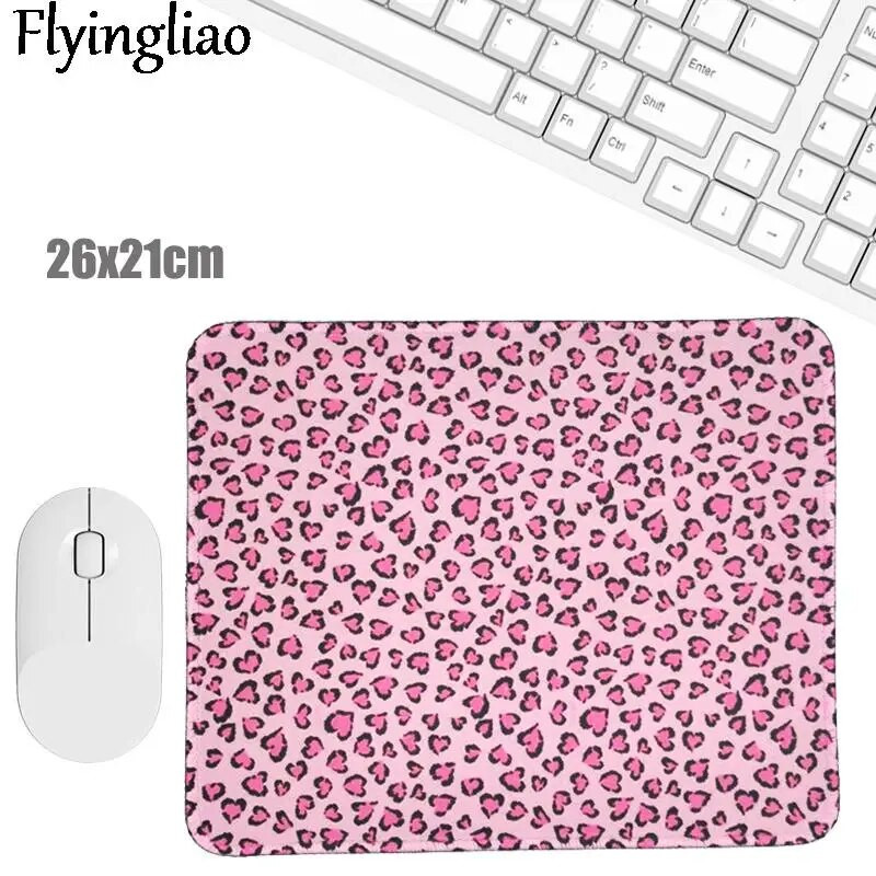 Pink Leopard Print Jauki galda paliktnis peles paliktnis klēpjdatora peles paliktnis tastatūra darbvirsmas aizsargs skolas biroja piederumi