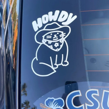 Αστεία αυτοκόλλητα αυτοκινήτου Howdy Cat Design Αυτοκόλλητα παραθύρου αυτοκινήτου Αυτοκόλλητα Laptop Αυτοκόλλητα αδιάβροχα αξεσουάρ βινυλίου Διακοσμητικά
