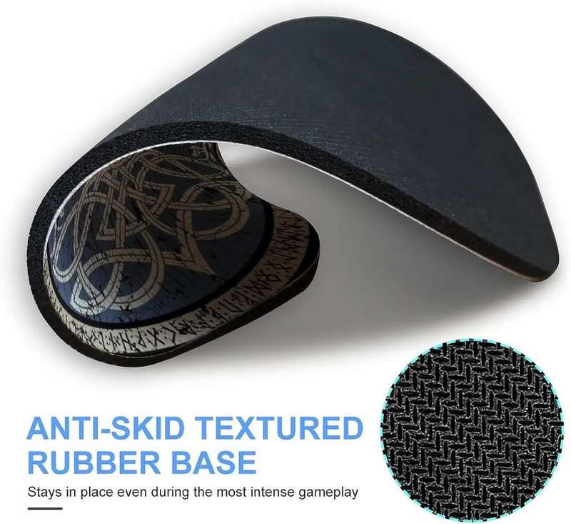 Vikingu dzīvības koka simbola peles paliktnis, neslīdošs gumijas peles paliktnis ar sašūtām malām, ūdensnecaurlaidīgs peles paklājiņš birojam, 7,9 x 7,9 collas