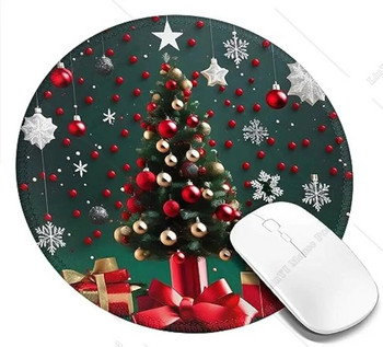 Στρογγυλό mousepad χριστουγεννιάτικο δέντρο Αντιολισθητική βάση από καουτσούκ με ραμμένη στρογγυλή άκρη gaming mousepad Αδιάβροχο Mousepad για Laptop Work Office