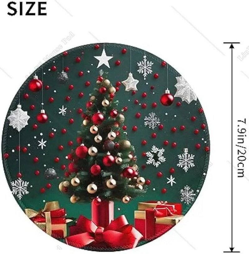 Στρογγυλό mousepad χριστουγεννιάτικο δέντρο Αντιολισθητική βάση από καουτσούκ με ραμμένη στρογγυλή άκρη gaming mousepad Αδιάβροχο Mousepad για Laptop Work Office
