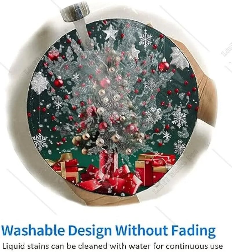 Στρογγυλό mousepad χριστουγεννιάτικο δέντρο Αντιολισθητική βάση από καουτσούκ με ραμμένη στρογγυλή άκρη gaming mousepad Αδιάβροχο Mousepad για Laptop Work Office