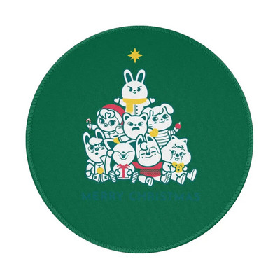 Kpop Stray Kids Skzoo peles paliktnis Priecīgus Ziemassvētkus Kawaii estētiskais apaļais peles paliktnis, pielāgots komforts Lieliskas kvalitātes peles paklājiņi