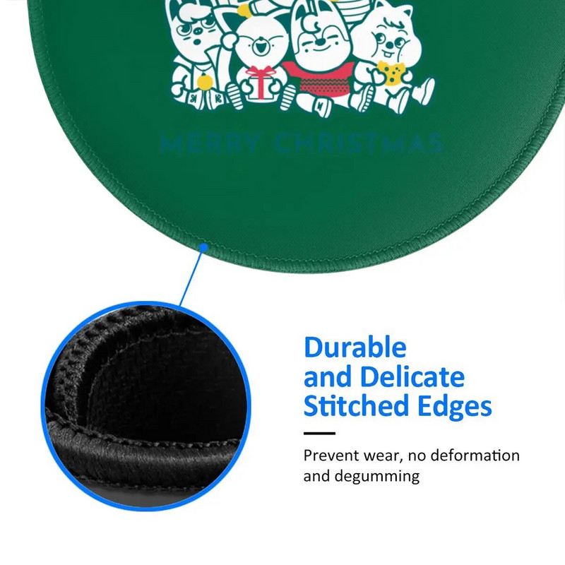 Kpop Stray Kids Skzoo peles paliktnis Priecīgus Ziemassvētkus Kawaii estētiskais apaļais peles paliktnis, pielāgots komforts Lieliskas kvalitātes peles paklājiņi