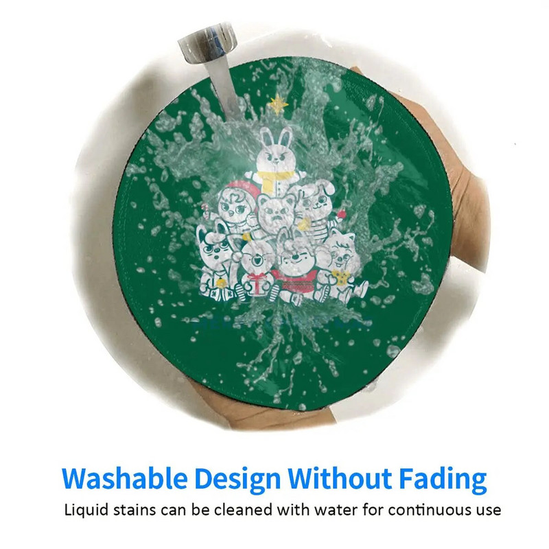 Kpop Stray Kids Skzoo peles paliktnis Priecīgus Ziemassvētkus Kawaii estētiskais apaļais peles paliktnis, pielāgots komforts Lieliskas kvalitātes peles paklājiņi