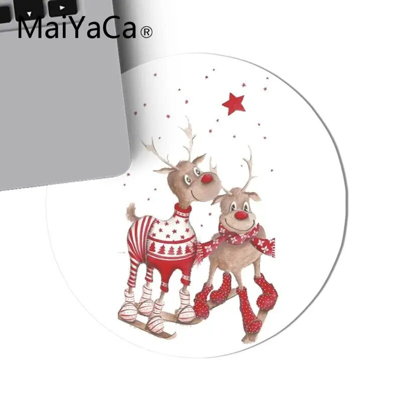 MaiYaCa Ziemassvētku alnis Skaists Anime apaļš peles paklājiņš Spēle Peļu paliktnis apaļš peles paklājiņš Pretslīdēšanas spēļu peles paliktnis 22x22cm