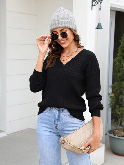 Fitshinling Twist Modes Džemperi Puloveri Sievietēm Solid V kakla Slim Jauns Adījums Sieviešu Džemperis Tops Ziemas Apģērbs Trikotāžas