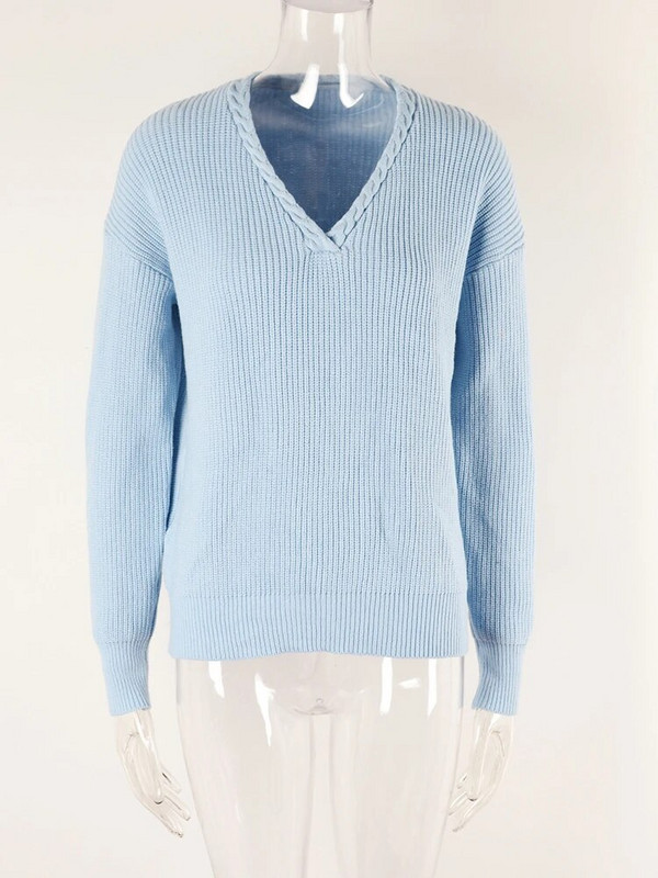 Fitshinling Twist Modes Džemperi Puloveri Sievietēm Solid V kakla Slim Jauns Adījums Sieviešu Džemperis Tops Ziemas Apģērbs Trikotāžas