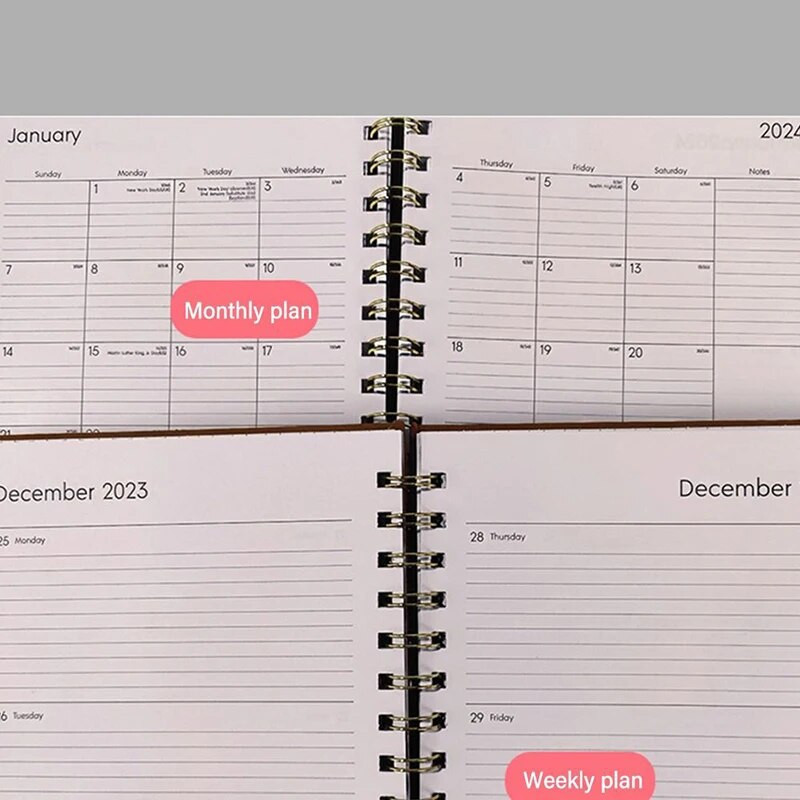 2024 A5 dienas kārtības plānotājs piezīmju grāmatiņas dienasgrāmata Iknedēļas plānotājs angļu valodā Grafiki Žurnālu burtnīcas skolas kancelejas piederumu birojam