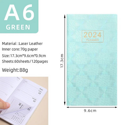 2024 Φορητό σημειωματάριο A6 Ημερολόγιο Εβδομαδιαίο πρόγραμμα προγραμματισμού ατζέντας Τετράδια Γραφική ύλη Σχολικά προμήθειες
