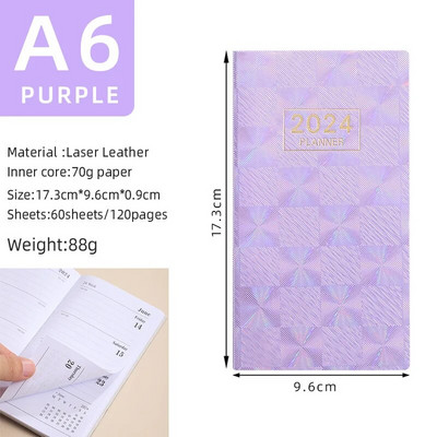 2024 Φορητό σημειωματάριο A6 Ημερολόγιο Εβδομαδιαίο πρόγραμμα προγραμματισμού ατζέντας Τετράδια Γραφική ύλη Σχολικά προμήθειες