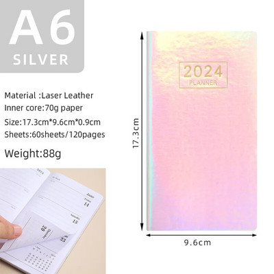 2024 Φορητό σημειωματάριο A6 Ημερολόγιο Εβδομαδιαίο πρόγραμμα προγραμματισμού ατζέντας Τετράδια Γραφική ύλη Σχολικά προμήθειες