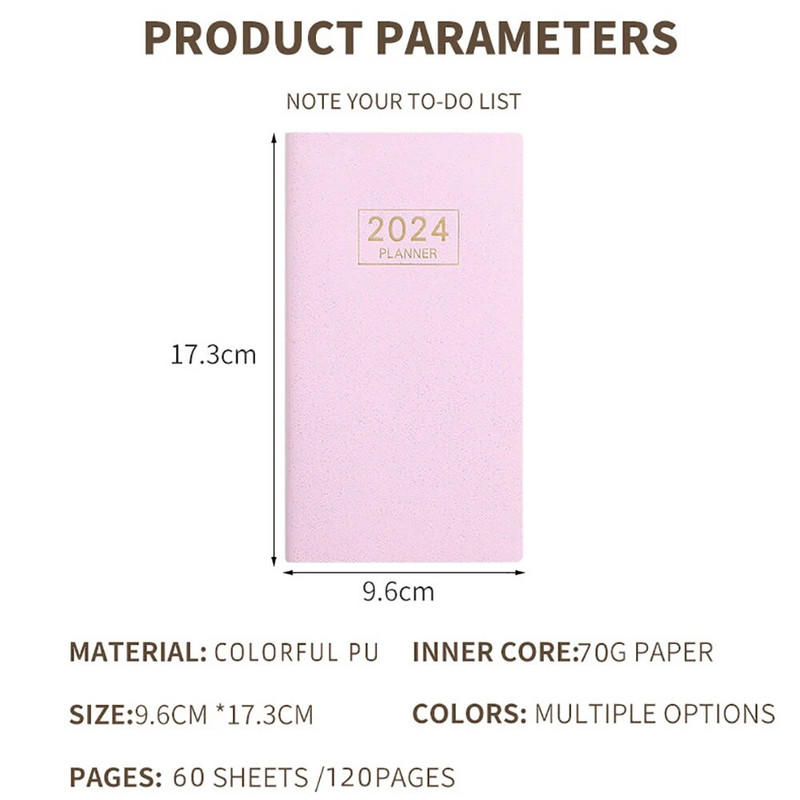 2024 Φορητό σημειωματάριο A6 Ημερολόγιο Εβδομαδιαίο πρόγραμμα προγραμματισμού ατζέντας Τετράδια Γραφική ύλη Σχολικά προμήθειες