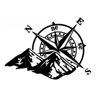 Mountain Compass Car Sticker Hot Fashion Adventure Sports Style Auto Body Window Styling Decoration Laser Decals Автомобилни аксесоари