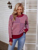 Fitshinling Houndstooth Plaid Pulover de damă Pulover Moda Roșu Iarnă Pulover Femeie Tricotat Pulover Femeie Tricoturi Tricoturi Nou