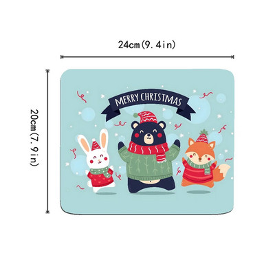 Ziemassvētku dzīvnieki Ziemassvētku vecīša raksti Peļu paliktnis Mīļi mini neslīdoši gumijas spēļu peles paliktņi mājām Ziemassvētku dāvanas Ēdienu paklājiņš 24x20cm