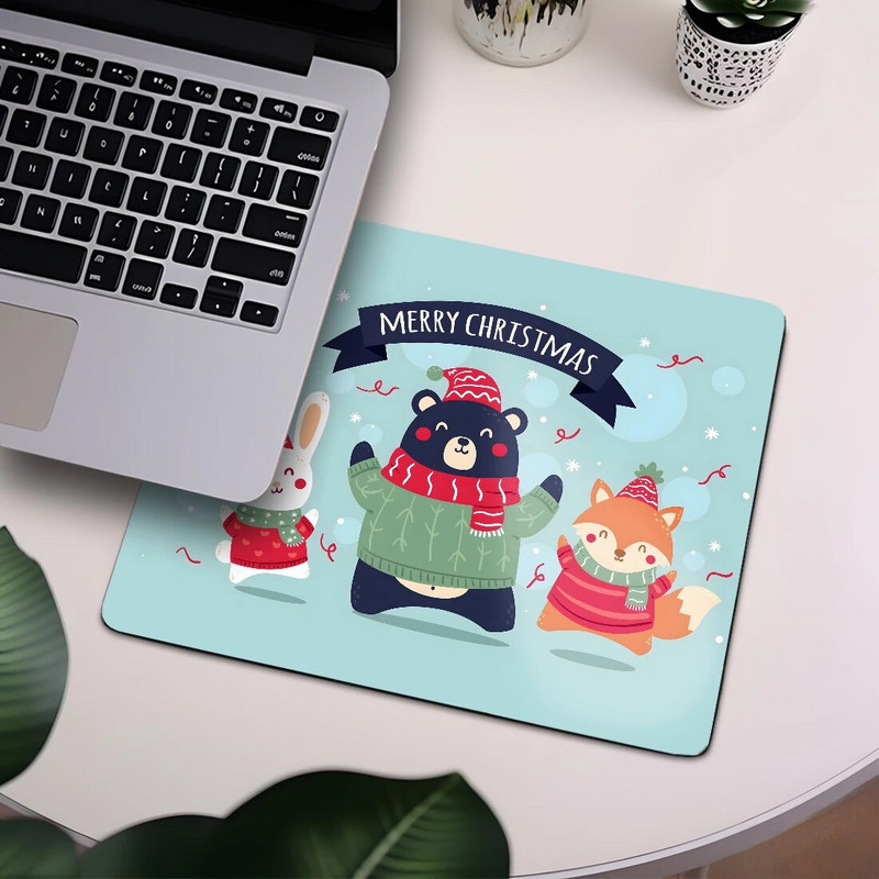 Ziemassvētku dzīvnieki Ziemassvētku vecīša raksti Peļu paliktnis Mīļi mini neslīdoši gumijas spēļu peles paliktņi mājām Ziemassvētku dāvanas Ēdienu paklājiņš 24x20cm