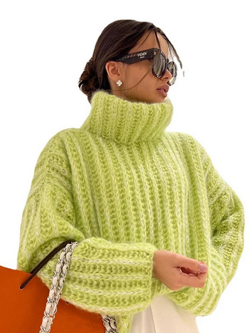 Γυναικεία πουλόβερ με χνουδωτό ζιβάγκο 2023 Πλεκτά, ζεστά πουλόβερ Γυναικεία, μαλακά μακρυμάνικα πουλόβερ στο δρόμο