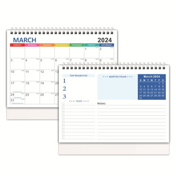 2024 Английски вертикален настолен календар 18 месеца 365 дни обратно броене Месечно планиране Бележник Календар Офис Десктоп Декорация