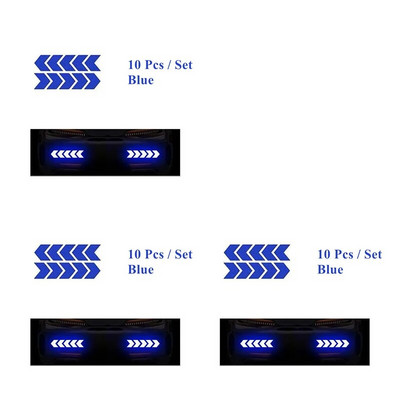10 buc. Autocolant pentru cadru de bicicletă, săgeată, autocolant reflectorizant pentru mașină, motocicletă, autocolant pentru bicicletă, pentru siguranță, pentru ciclism, bandă reflectivă, accesorii pentru biciclete