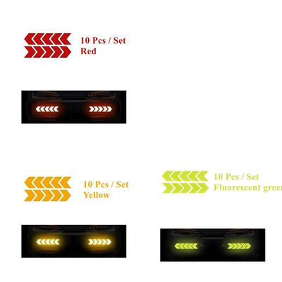10 buc. Autocolant pentru cadru de bicicletă, săgeată, autocolant reflectorizant pentru mașină, motocicletă, autocolant pentru bicicletă, pentru siguranță, pentru ciclism, bandă reflectivă, accesorii pentru biciclete