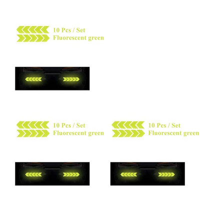 10 buc. Autocolant pentru cadru de bicicletă, săgeată, autocolant reflectorizant pentru mașină, motocicletă, autocolant pentru bicicletă, pentru siguranță, pentru ciclism, bandă reflectivă, accesorii pentru biciclete