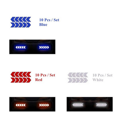 10 buc. Autocolant pentru cadru de bicicletă, săgeată, autocolant reflectorizant pentru mașină, motocicletă, autocolant pentru bicicletă, pentru siguranță, pentru ciclism, bandă reflectivă, accesorii pentru biciclete