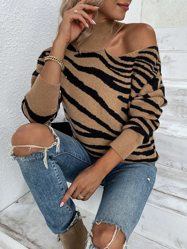 Fitshinling, egy vállú, évjáratú pulóver, női felsők Téli ruházat Kötöttáru 2023 Vékony garbós pulóver női szexi húzós újdonság