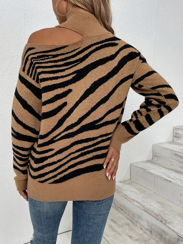 Fitshinling, egy vállú, évjáratú pulóver, női felsők Téli ruházat Kötöttáru 2023 Vékony garbós pulóver női szexi húzós újdonság