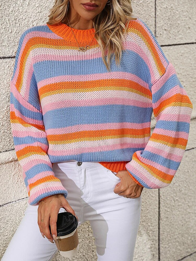 Πλεκτά Πλεκτά Πουλόβερ Fitshinling Fashion Ριγέ Πουλόβερ Χειμερινά Γυναικεία μπλουζάκια Vintage Νέα σε γυναικεία γυναικεία ζέρσεϊ