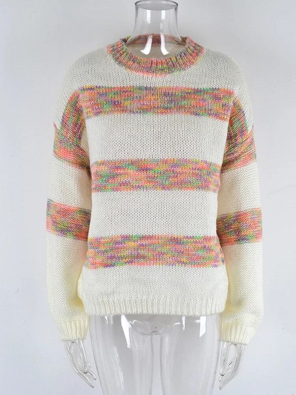 Fitshinling Vintage Γυναικείο Πλεκτό Πλεκτό Πλεκτό Πλεκτό Πλεκτό Πλεκτό με Ριγέ Πουλόβερ Ζέρσεϊ Μόδα Νέα Πλεκτά Πουλόβερ Γυναικών Χειμώνα